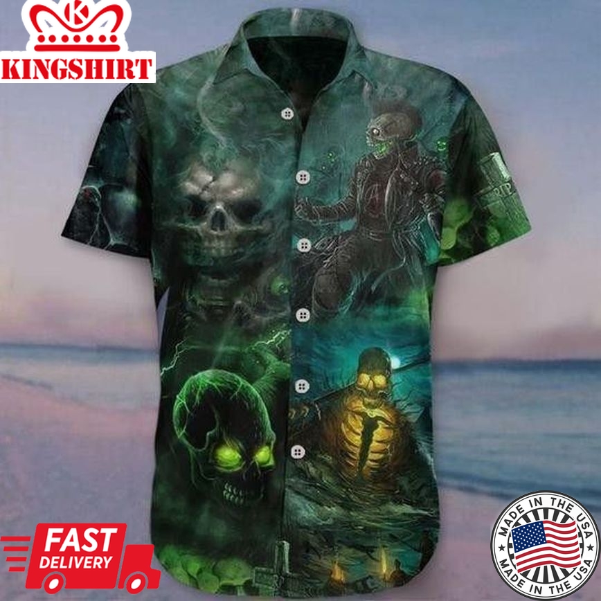 Horror Halloween Trendy Hawaiian Shirt, Unisex Print Aloha Short Sleeve Casual Shirt