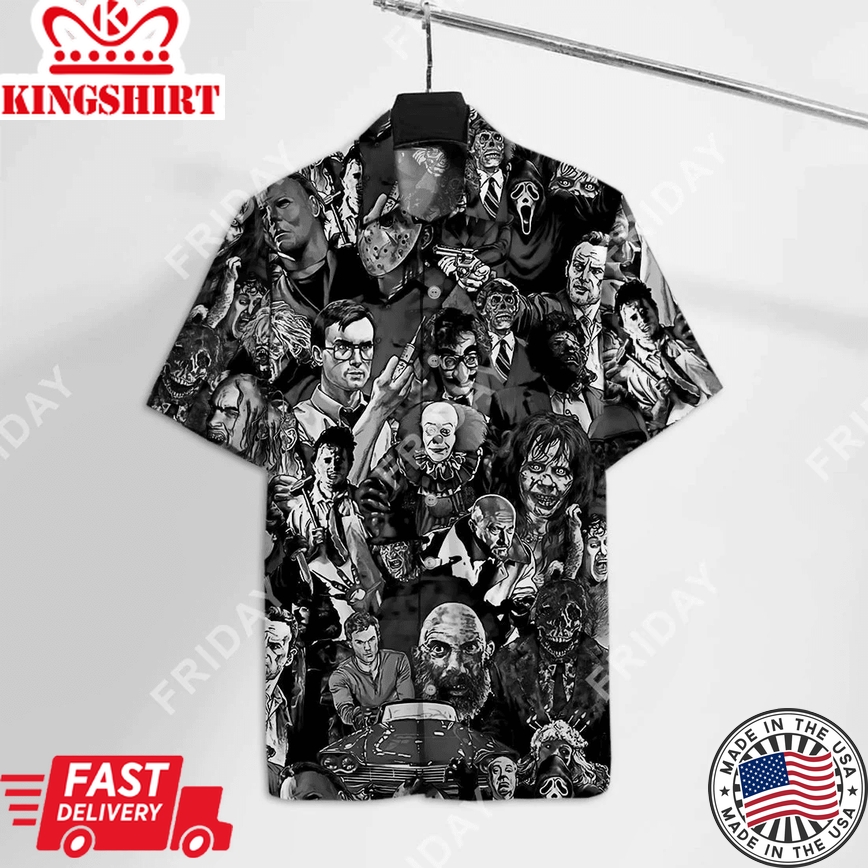 Horror Trendy Hawaiian Shirt All Horror Movie Characters Hawaii Tshirt Cool Amazing Horror Aloha Shirt