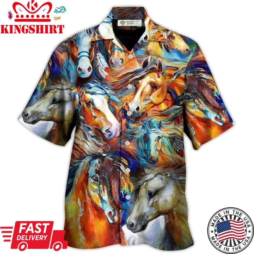 Horse Face Colorful Cool Art Style Hawaiian Shirt