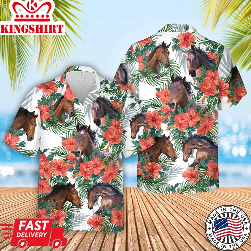 Horse Hawaiian Flowers Trendy Hawaiian Shirt