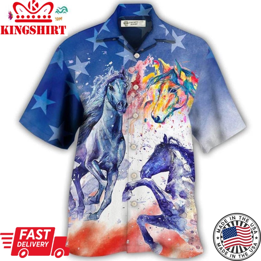 Horse Independence Day Hawaiian Shirt