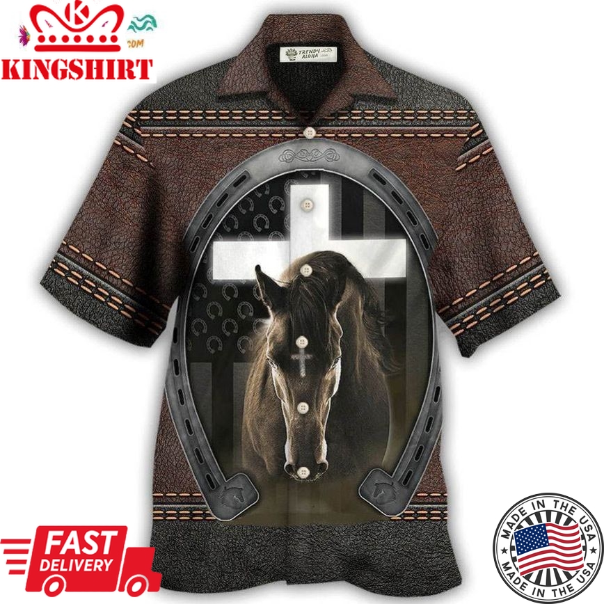 Horse Life Faith Leather Style Hawaiian Shirt