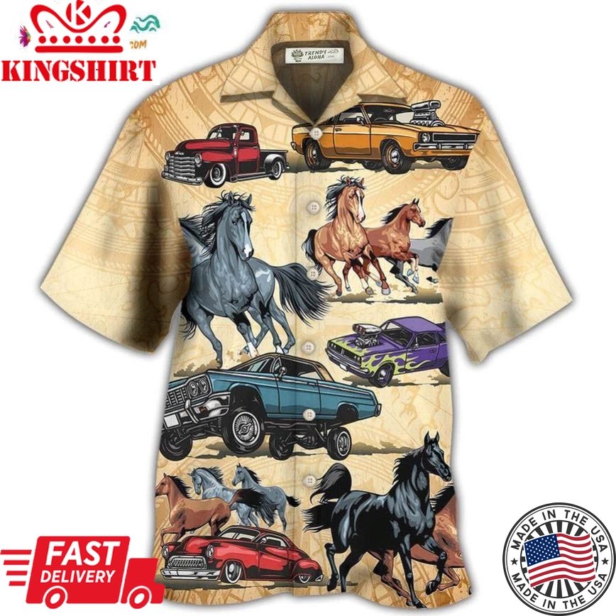 Horse Muscle Car I Like Muscle Car And Horse Hawaiian Shirt