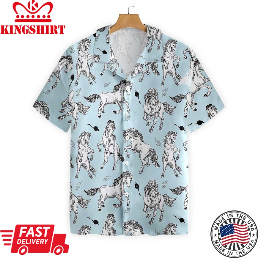 Horse Pattern All Printed 3D Trendy Hawaiian Shirt, Summer Gifts For Men And Women