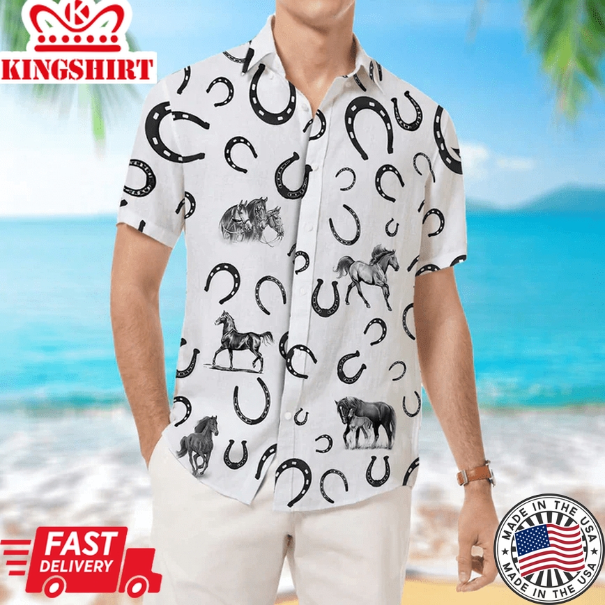 Horse Pattern Animal Farm Horse Hawaiian Shirt