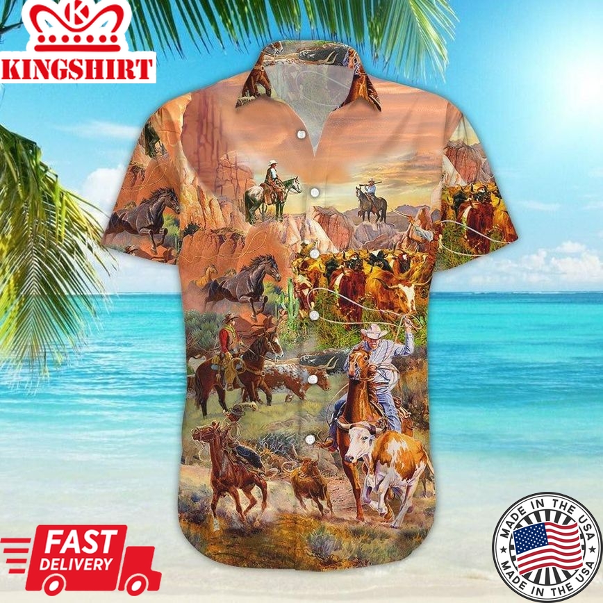 Horse Print Shirt - Cowboy Love Life Hawaiian Shirt