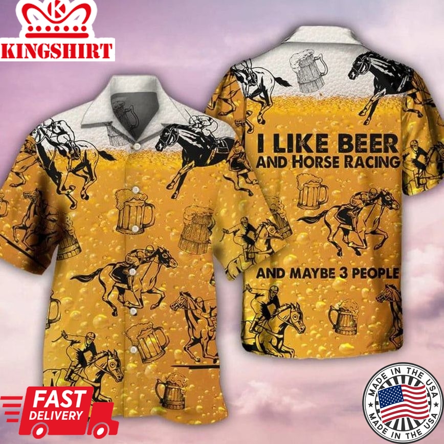 Horse Racing And Beer Trendy Hawaiian Shirt Gift For Horse Lover Beer Party, Summer Gift For Women - Men