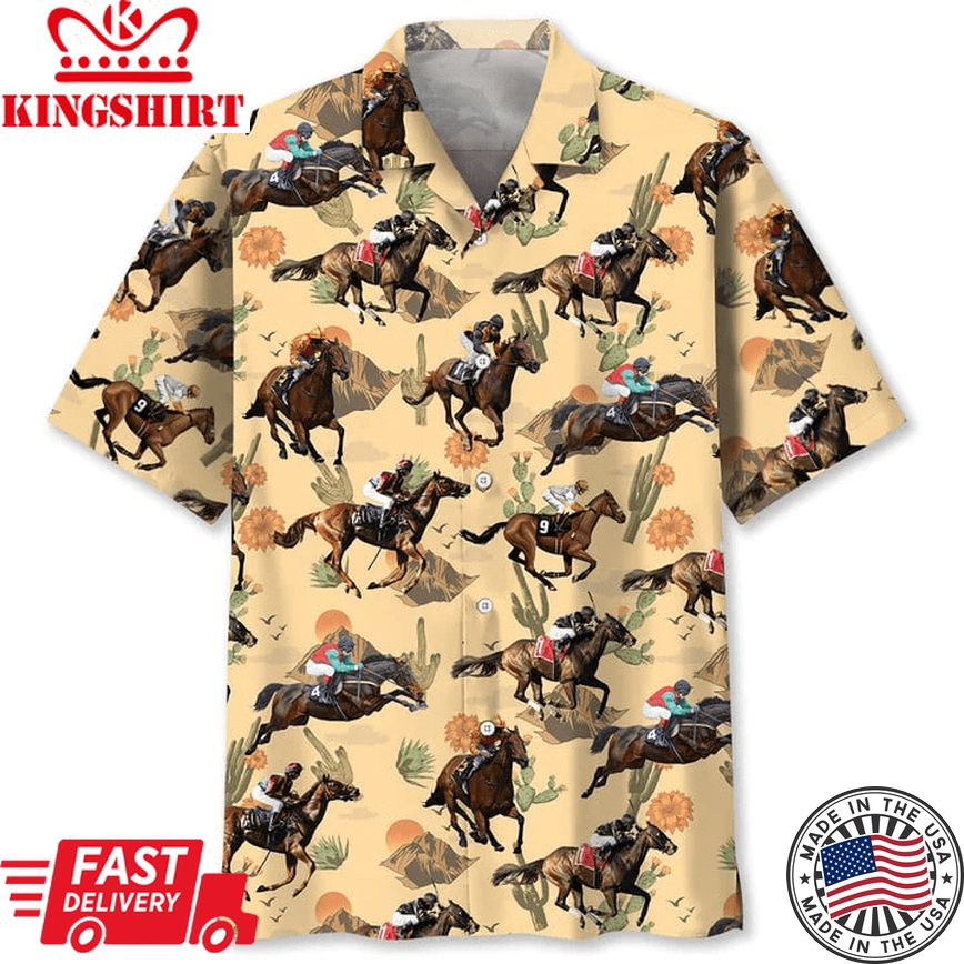 Horse Racing Desert Trendy Hawaiian Shirt For Men And Women