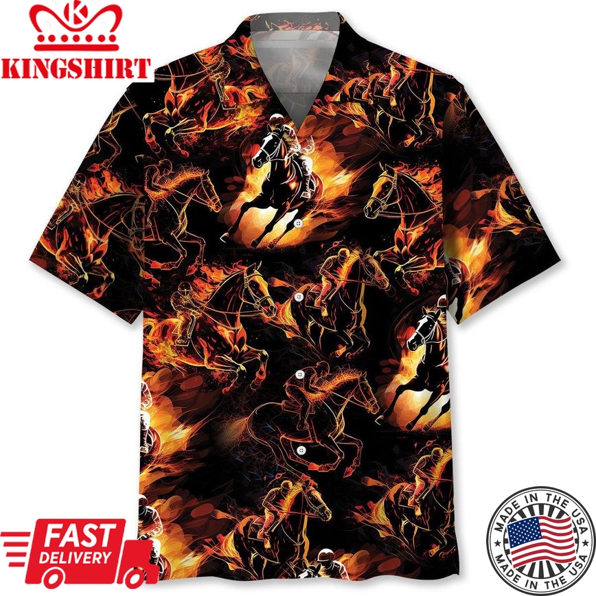 Horse Racing Fire Trendy Hawaiian Shirt