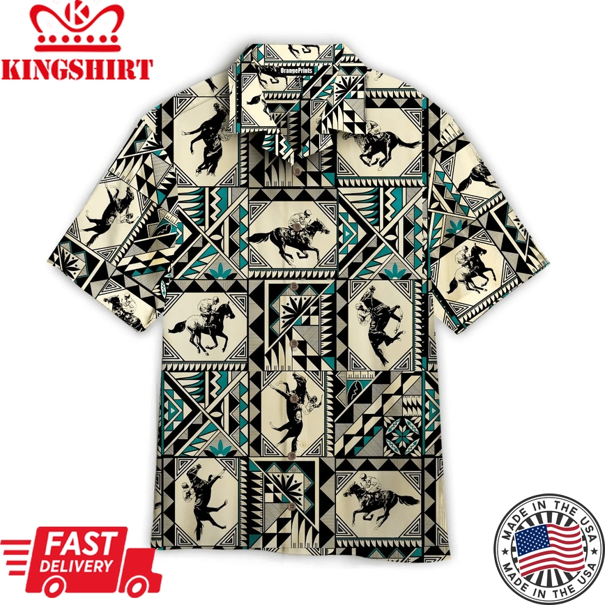 Horse Racing Native Pattern Trendy Hawaiian Shirt