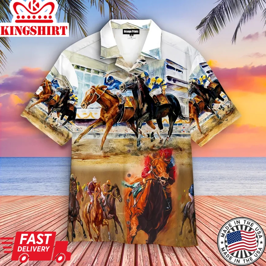 Horse Racing Trendy Hawaiian Shirt For