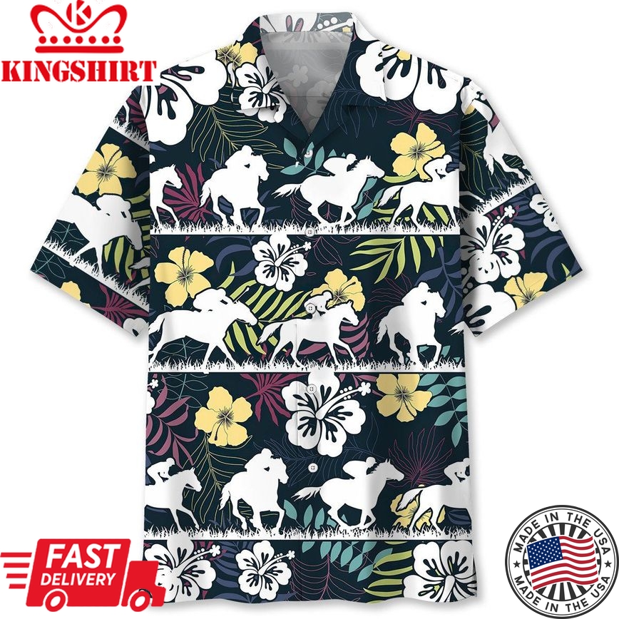 Horse Racing Tropical Trendy Hawaiian Shirt