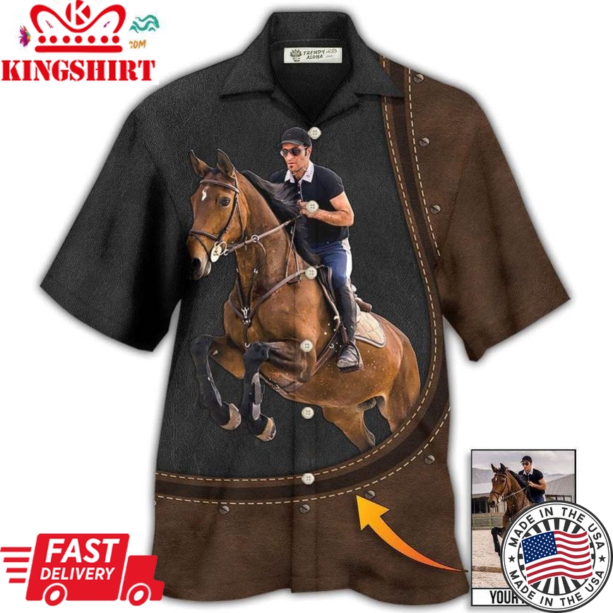 Horse Riding Horse Leather Style Custom Photo Hawaiian Shirt