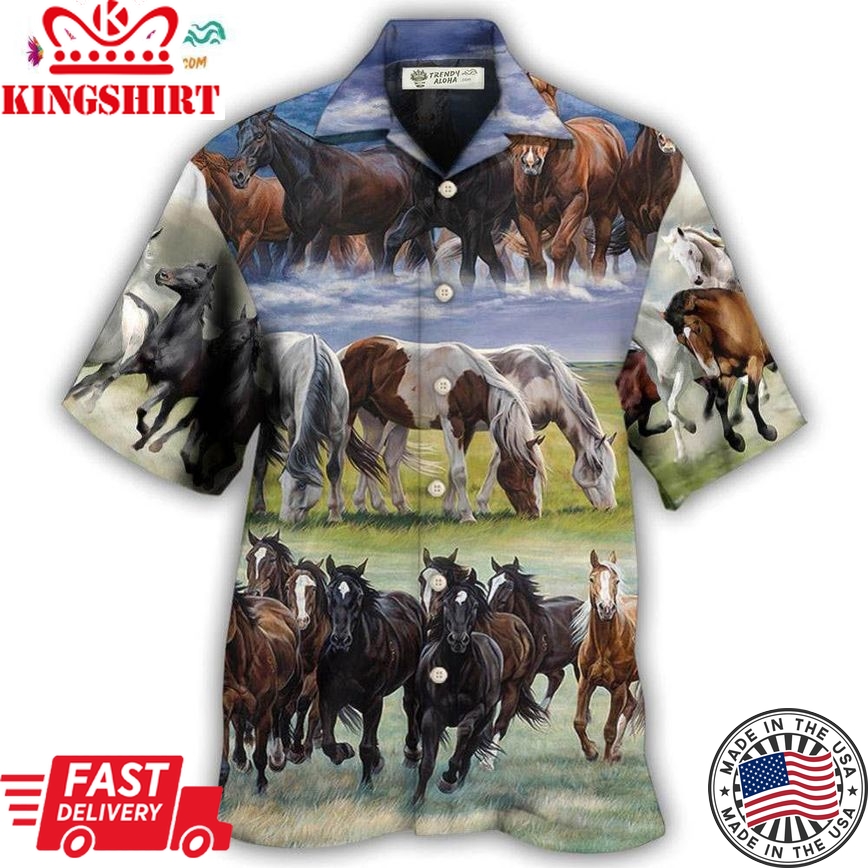 Horse Running Cool Painting Style Hawaiian Shirt