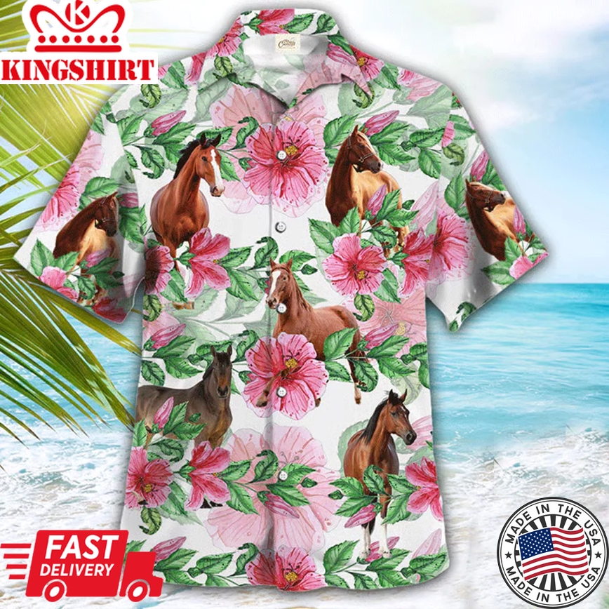 Horse Trendy Hawaiian Shirt, Farmer Trendy Hawaiian Shirts, Summer Tropical Shirts, Gift For Him, Funny Trendy Hawaiian Shirts