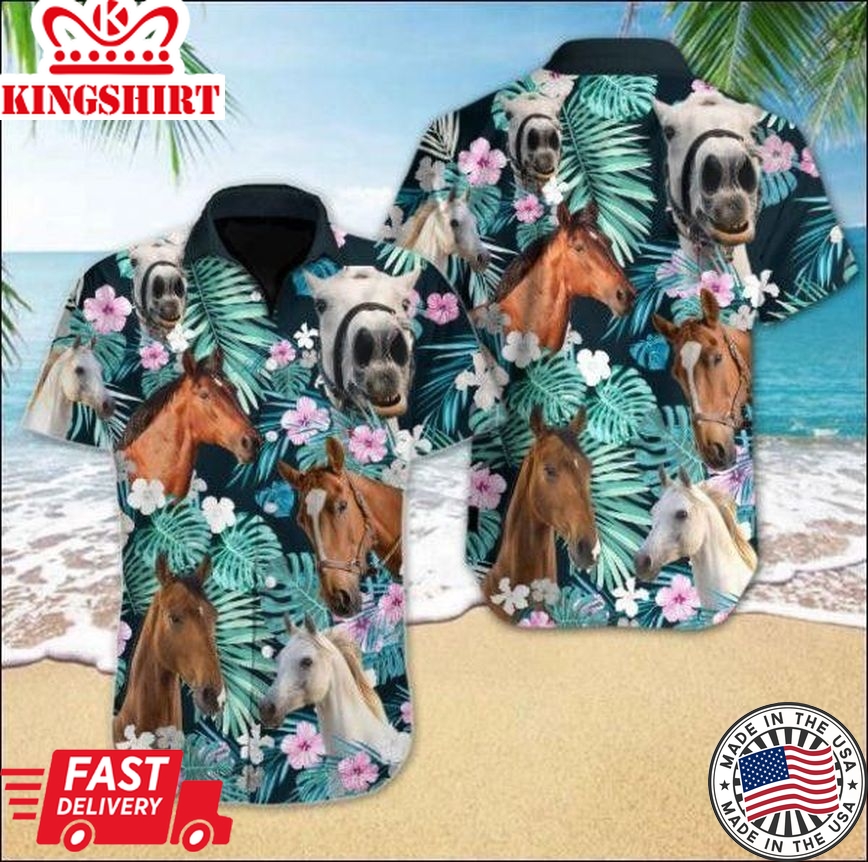 Horse Tropical Trendy Hawaiian Shirt