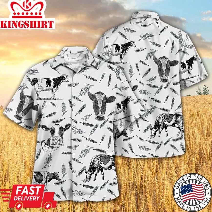 Hostein Pattern Hawaiian Shirt, Cow Aloha Shirts, Gift For Cow Lovers