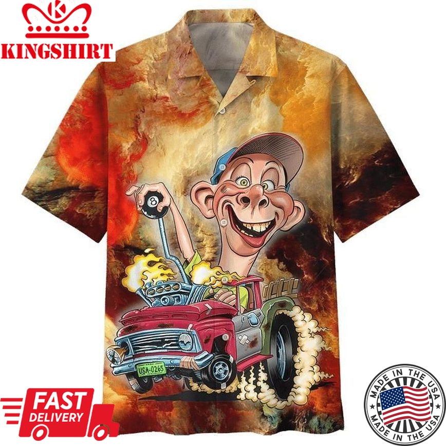 Hot Rod Hawaiian Shirt Driving Hot Rod Animation Hawaii Aloha Shirt