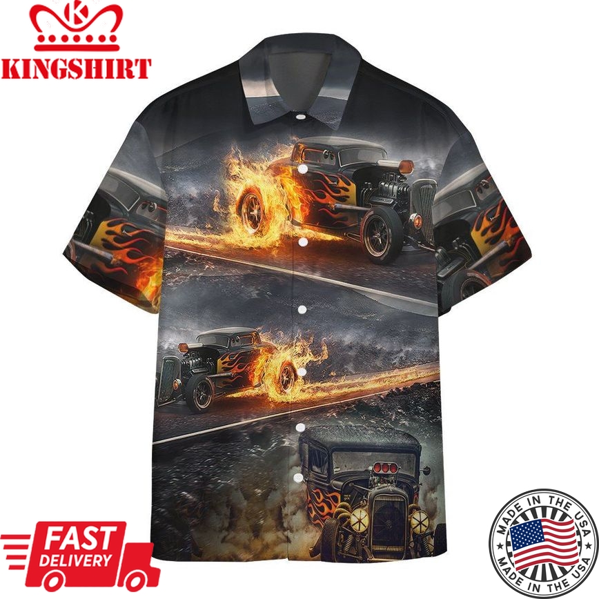 Hot Rod Hawaiian Shirt Firing Hot Rod Black Hawaii Aloha Shirt