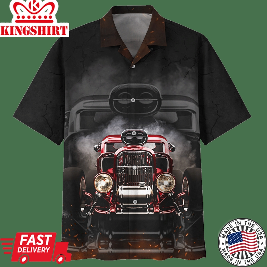 Hot Rod Hawaiian Shirt Hot Rod Car 3D Black Hawaii Aloha Shirt