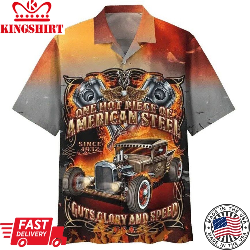 Hot Rod Hawaiian Shirt One Hot Piece Of American Steel Guts Glory And Speed Hawaii Aloha Shirt