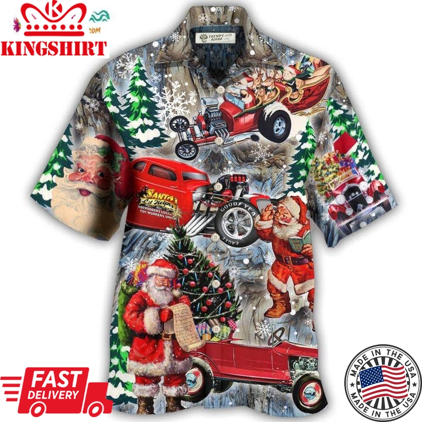 Hot Rod Merry Christmas Funny Hawaiian Shirt