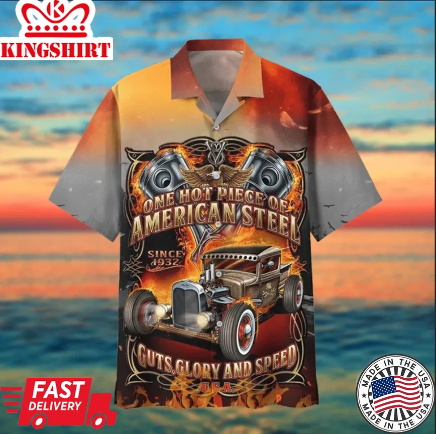 Hot Rod One Hot Piece Of American Steel Trendy Hawaiian Shirt