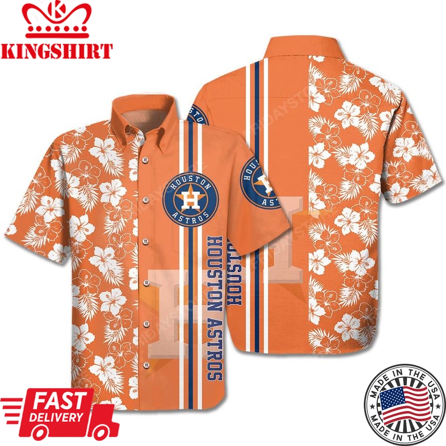 Houston Astros Hawaiian Shirt Houston Astros Logo Baseball Orange White Hawaii Aloha Shirt