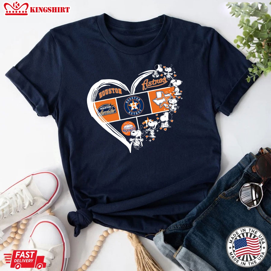 Houston Astros Snoopy Dog Heart T-Shirt