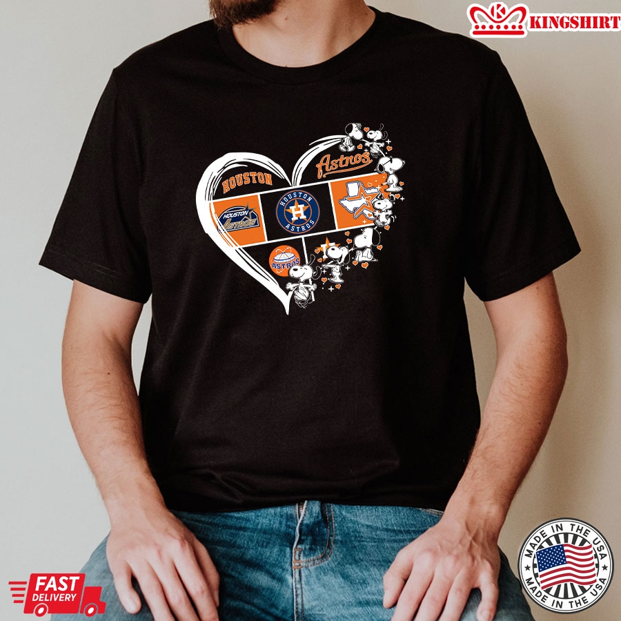 Houston Astros Snoopy Dog Heart T-Shirt