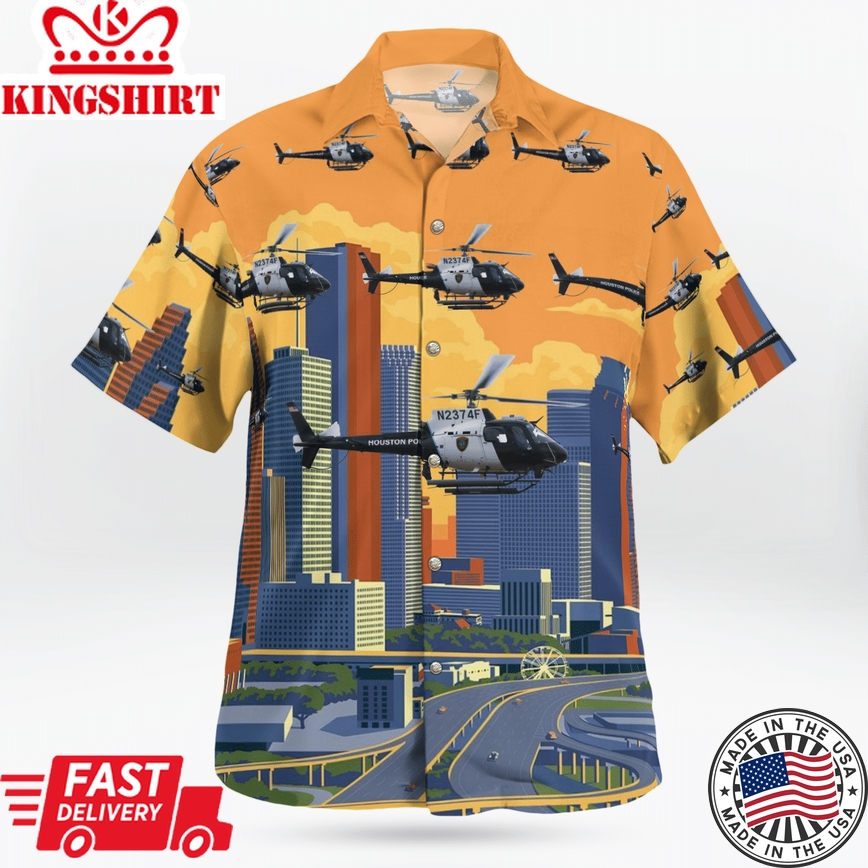 Houston Police Department Helicopter Hawaiian Shirt