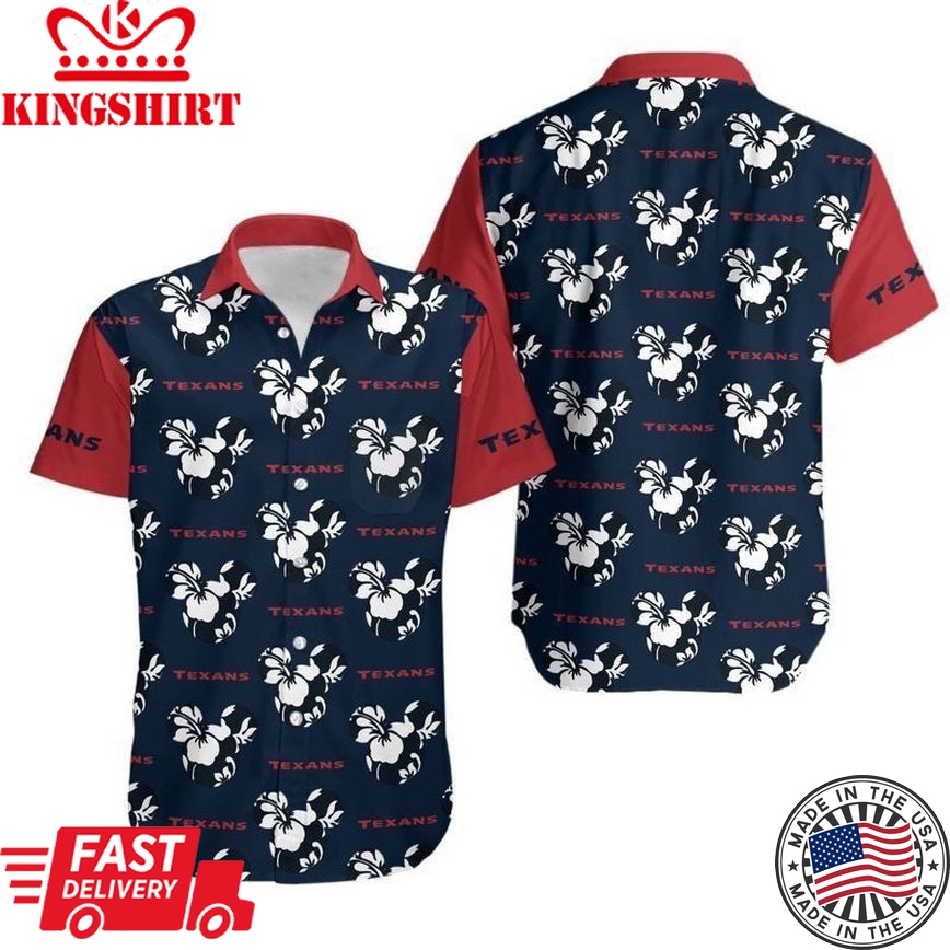 Houston Texans Mickey And Flowers Hawaii Shirt And Shorts Summer Collection