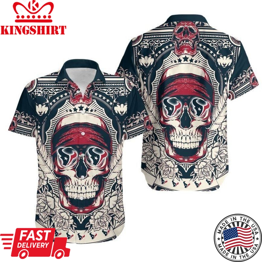 Houston Texans Skull NFL Gift For Fan Hawaii Shirt And Shorts Summer Collection