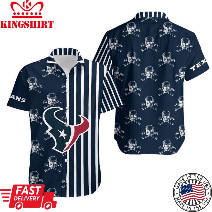 Houston Texans Stripes And Skull Hawaii Shirt And Shorts Summer Collec