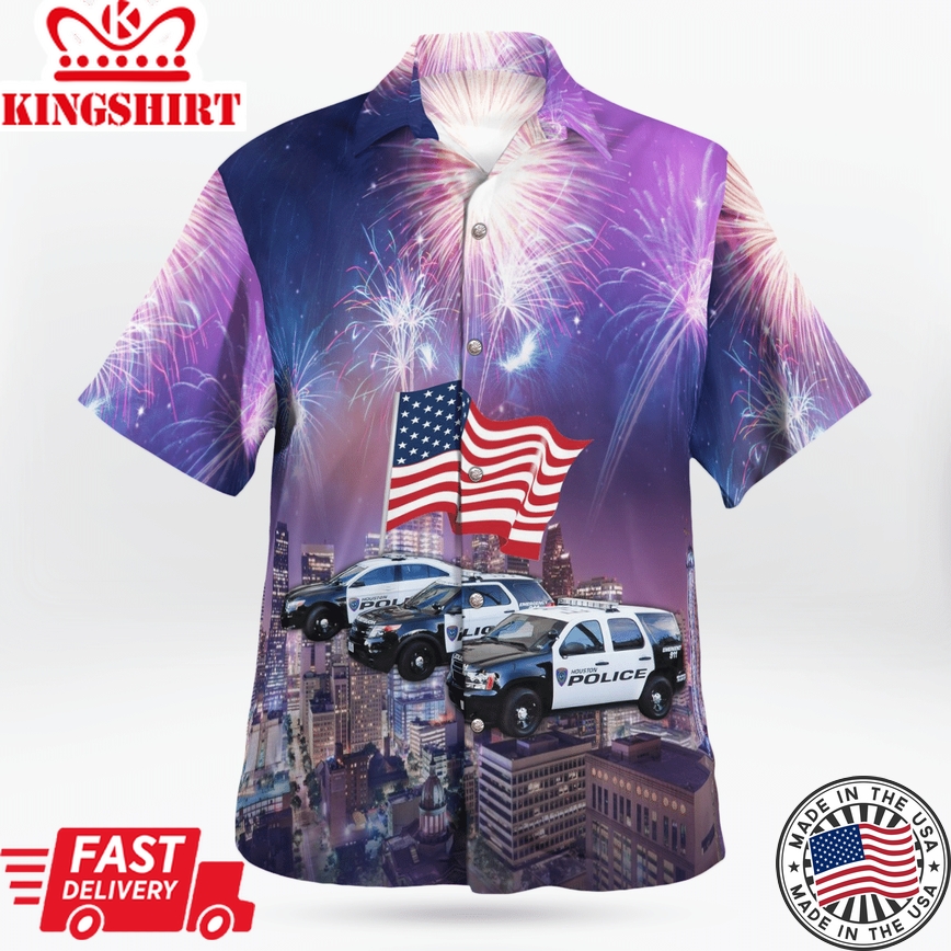 Houston, Texas, Houston Police Department, 4Th Of July Hawaiian Shirt