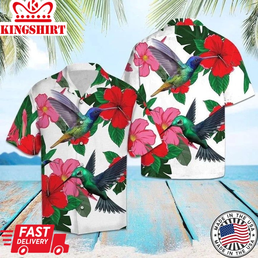 Hummingbird And Hibiscus Hawaiian Aloha Shirts, Summer Gift For Men And Women