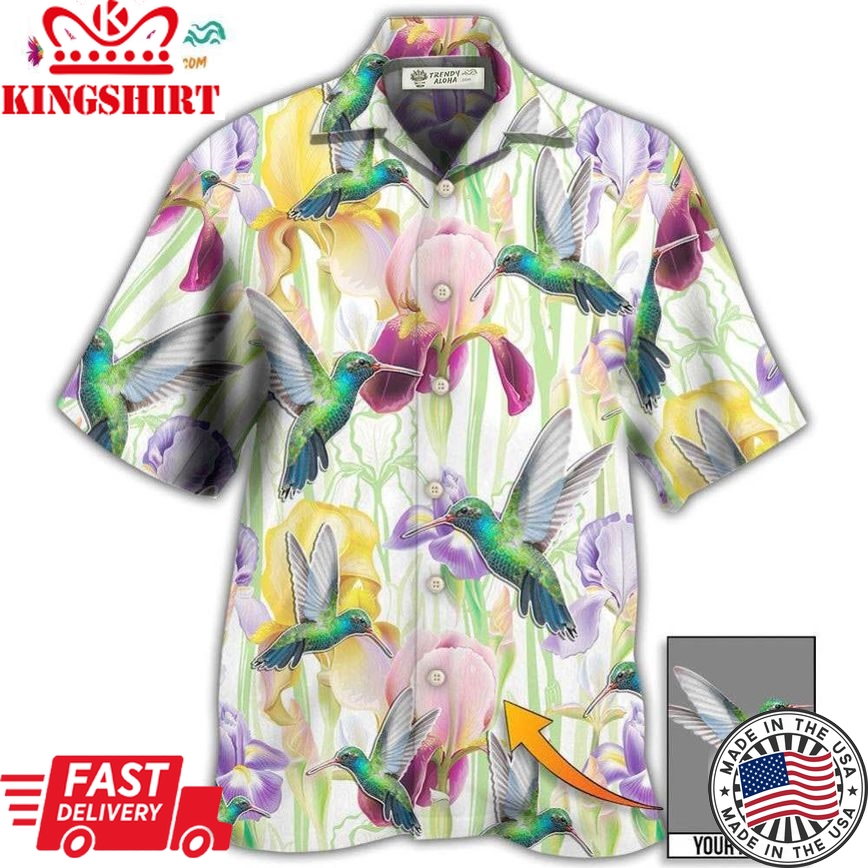 Hummingbird Flower Art Beautiful Custom Photo Hawaiian Shirt