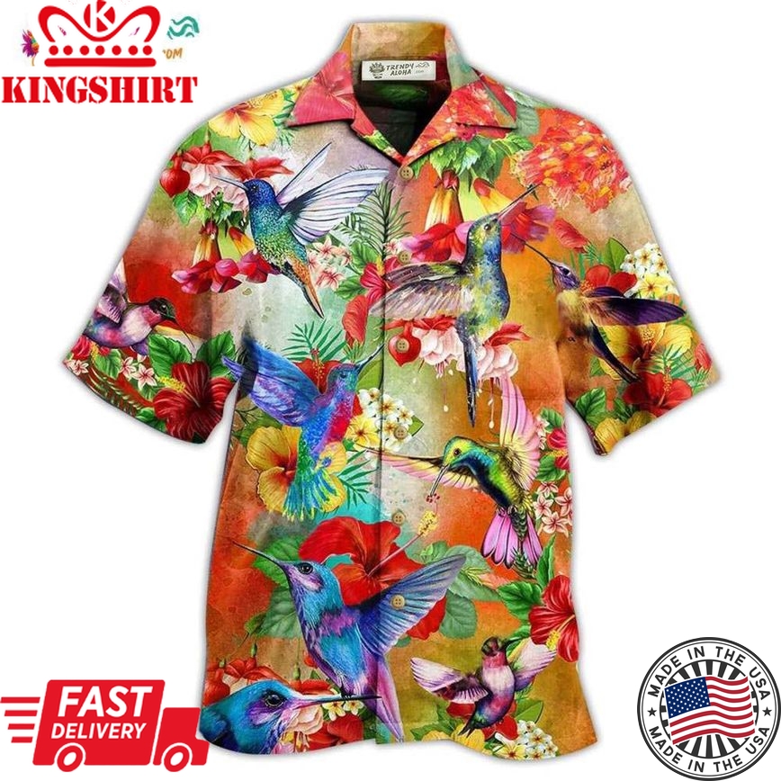 Hummingbird Love Flowers In Garden Hawaiian Shirt