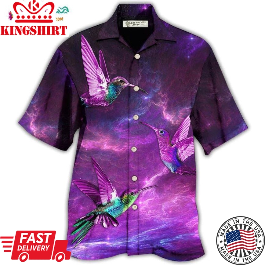 Hummingbird Love Sky In Purple Hawaiian Shirt