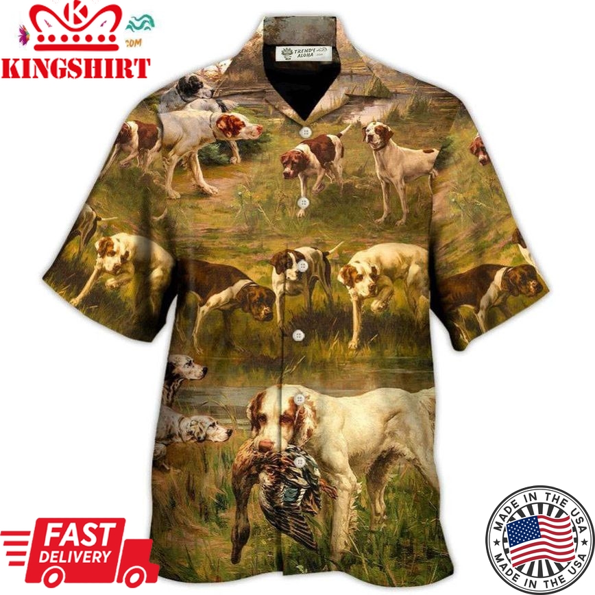 Hunting Dog Hunting Duck Art Style Hawaiian Shirt