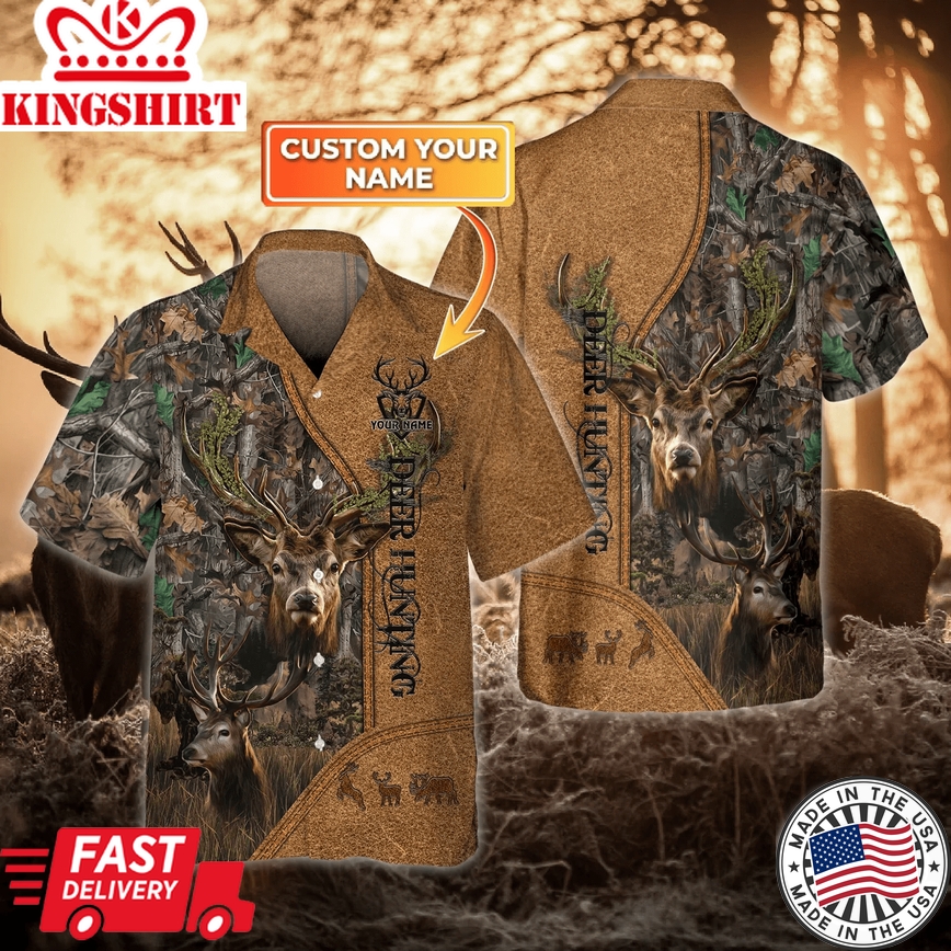 Hunting Personalized Name 3D Trendy Hawaiian Shirt