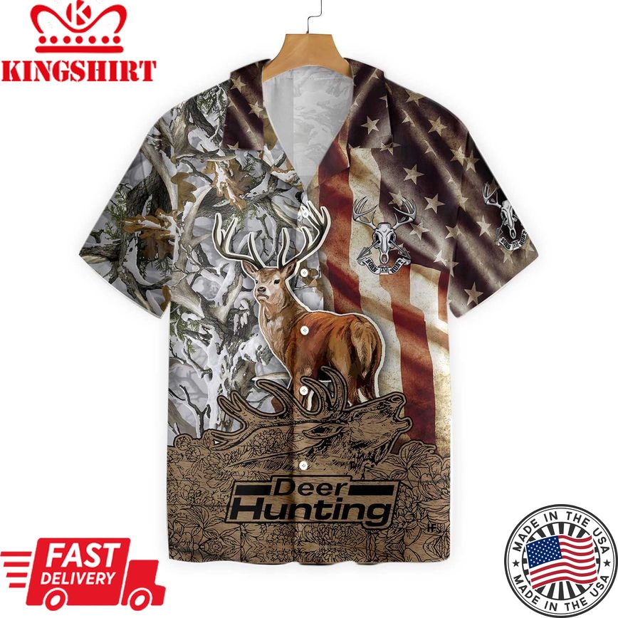 Hunting Shirt Deer Hunting Vintage American Flag Hawaiian Shirt