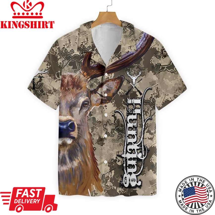 Hunting Shirt Deer T-Shirt Deer And Camo Hunting Hawaiian Shirt