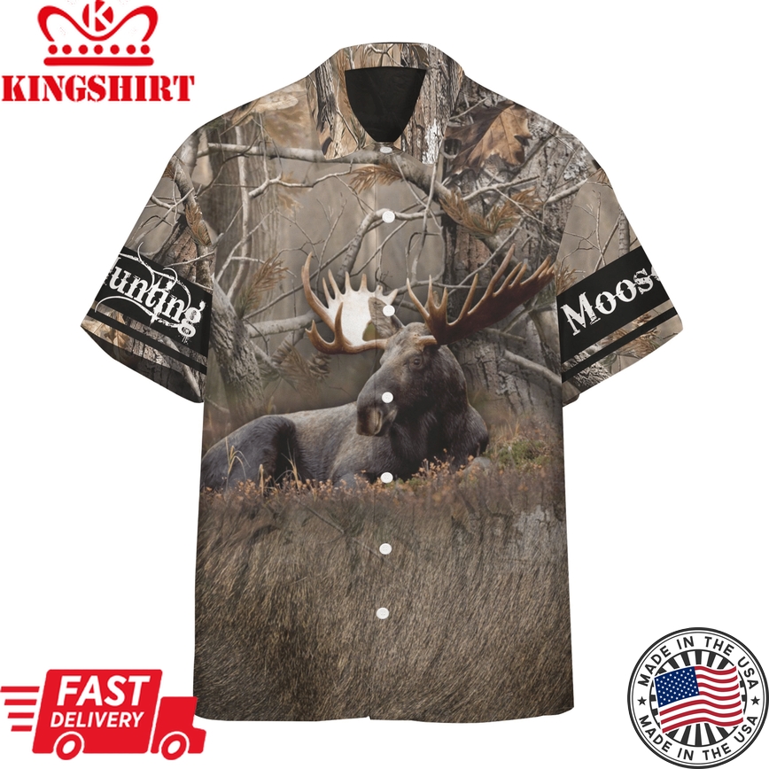 Hunting Shirt Hunting Aloha Shirt Moose Hunting Trendy Hawaiian Shirt