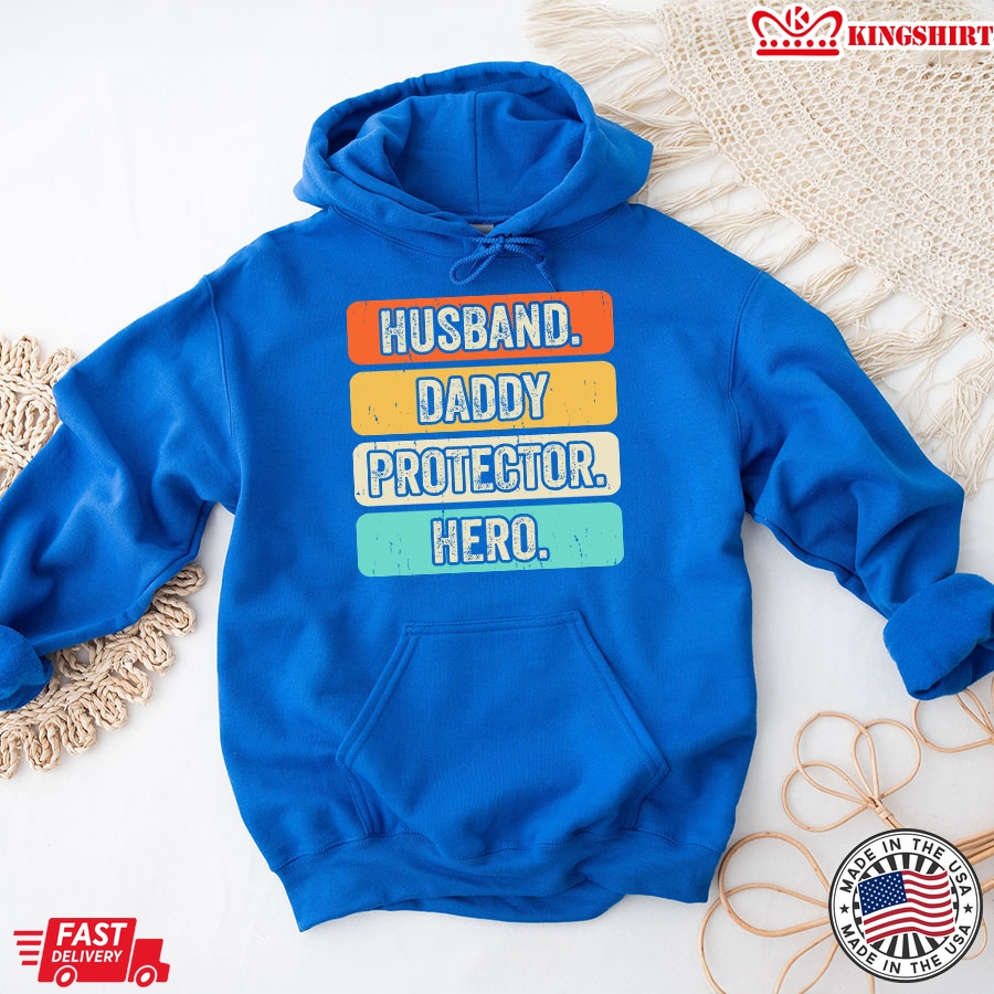 Husband Daddy Protector Hero Vintage Dad Gift Hoodie