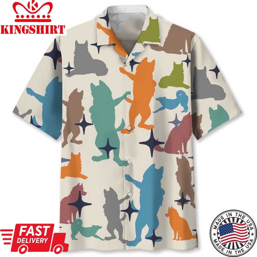 Husky Colorful Trendy Hawaiian Shirt