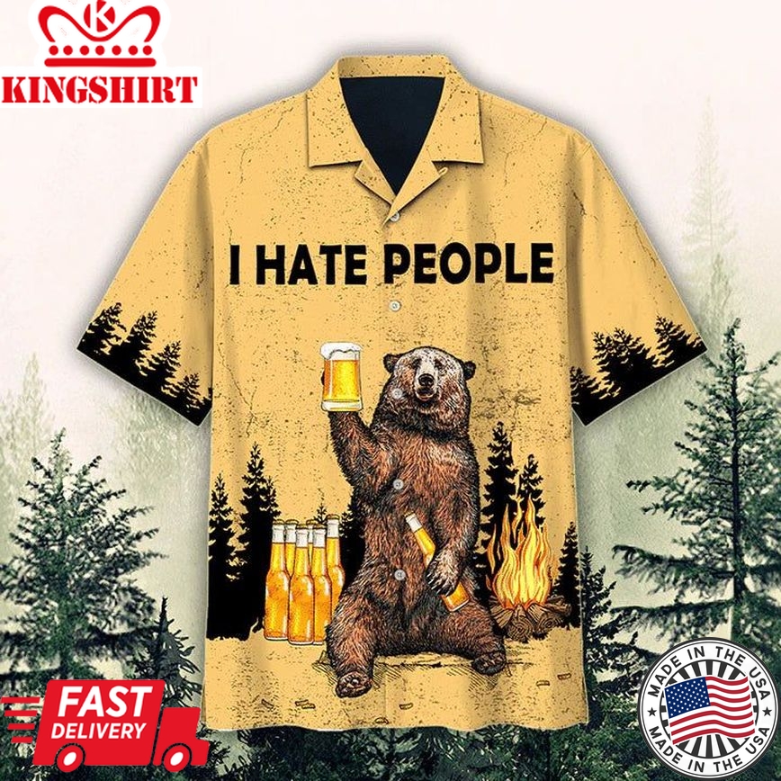 I Hate People Pattern Hawaiian Shirt