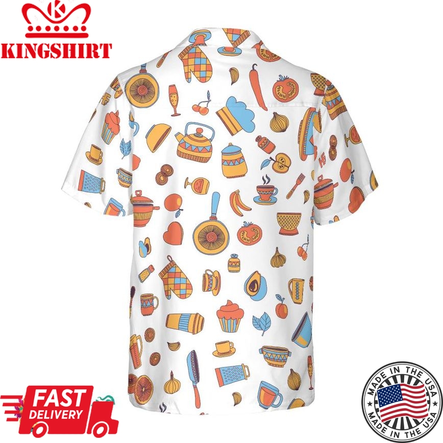 I Love Cooking Seamless Pattern Hawaiian Shirt