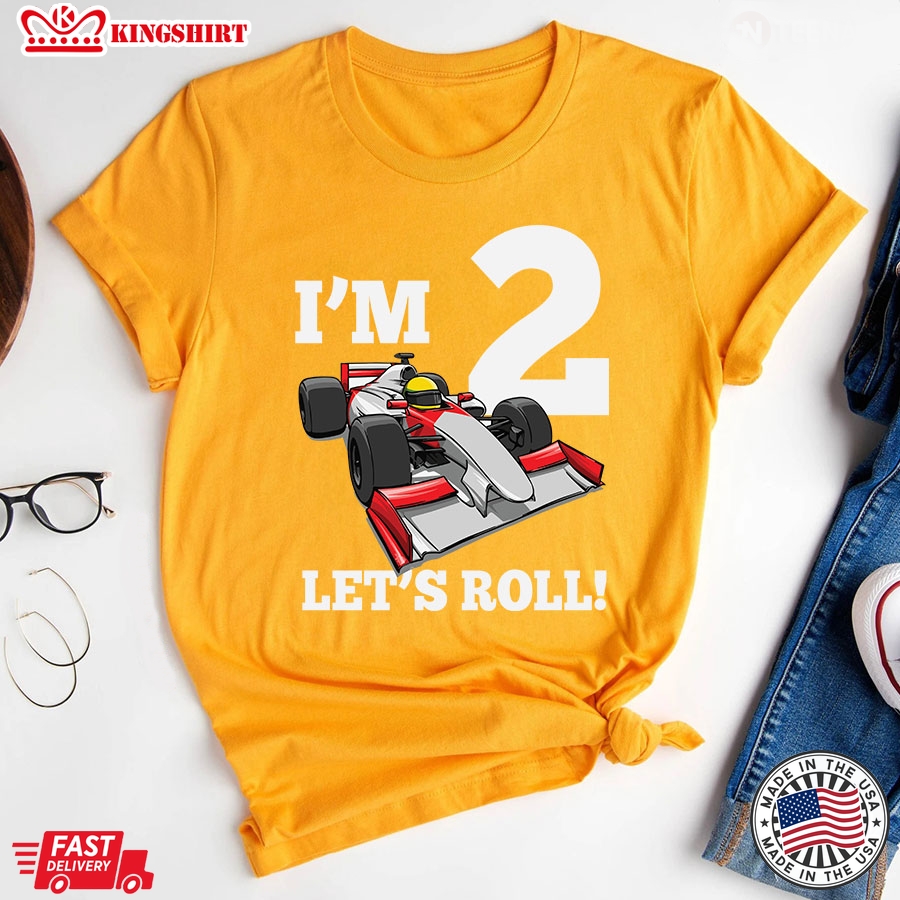 I'm 2 Let's Roll 2nd Birthday Race Car Racing Party T-Shirt