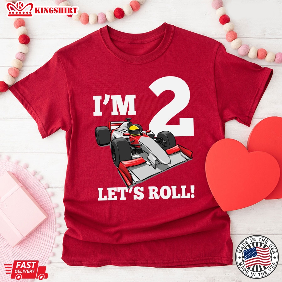 I'm 2 Let's Roll 2nd Birthday Race Car Racing Party T-Shirt